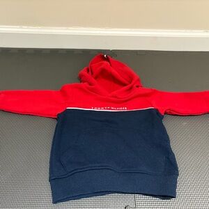 Tommy Hilfiger Red and Blue Sporty Hoodie Sweatshirt